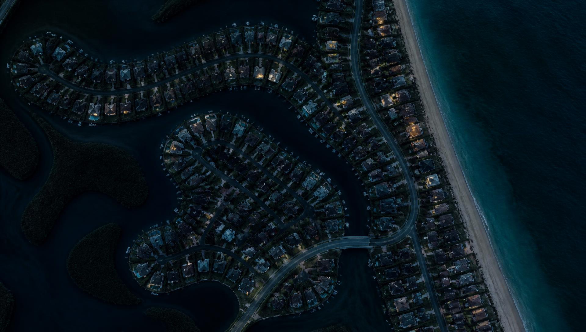 Aerial view of the neighborhood